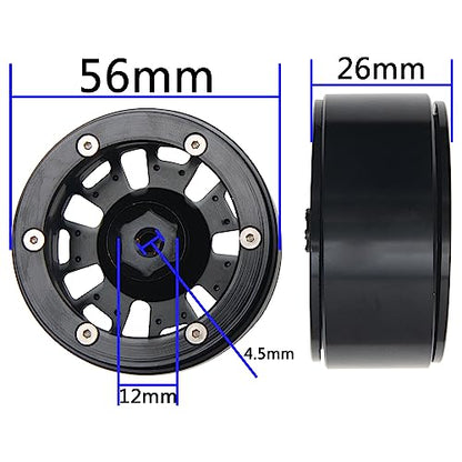 ShareGoo Metal 1.9inch Beadlock Wheel Rims 12mm Hex Hubs 10-Spoke Compatible with Traxxas TRX4 Axial SCX10 RC4WD D90 D110 Tamiya CC01 MST Redcat Gen8 1/10 RC Crawler Car (Red) - color: Red