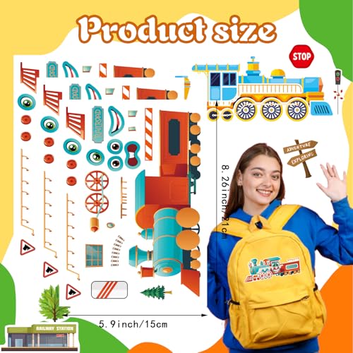 Make-a-face Sticker, Make Your Own Train Mix and Match Stickers | 24 Sheets Train Stickers DIY Crafts Party Supplies School Activity Reward Birthday Gifts for Kids - style: Train