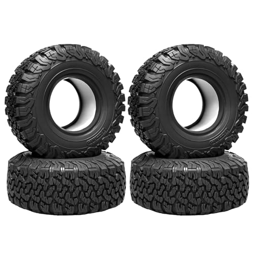 LRFHL 2.2 Crawler Tires for 1/10 Axial SCX10 D90 Traxxas TRX4, Black, 4PCS | 120mm * 47mm, RC Rock Crawler Tires with Foam Insert, Soft Rubber High Grip Sticky Tires - color: Black