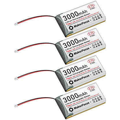 3.7V 3000mAh Lithium Polymer Rechargeable Battery for ESP32 4pcs | 1S LiPo Battery, JST 1.25 Plug, Built-in Protection Board for Meshtastic Devices, ESP32 Development Board, Electronic Devices - size: 4