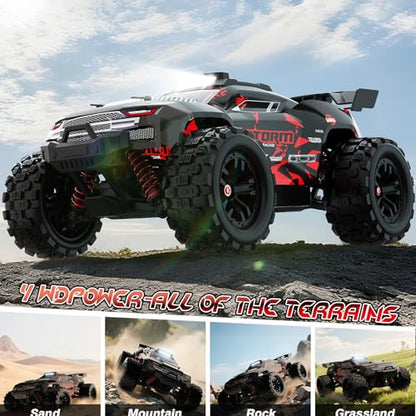 KGF 1:18 Scale All Terrain RC Cars for Adults, 2.4GHz 40KPH High Speed Remote Control Car, 4WD Off Road Monster Truck 4X4 Fast Drift Wheel RC Truck with 2 Rechargeable Batteries - color: Red