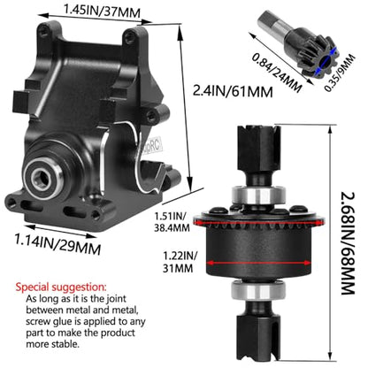 Aluminum Gearbox Case gears with 42T&15T Upgrades Part for 1/8 Karton Outcast Typhon 6S,1/7 Mojave Limitless 6S,Wave Box Gearbox Hops Up,Black