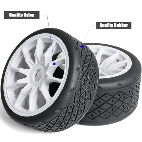 1/7 1/8 On Road Tire Set On Road Tire Tyre 17mm Wheel Rims for Arrma 1/7 Infraction Felony FS Racing Model GT RC Car Upgrade On Road Tyre 4Pcs One Set - color: L-white, size: 2Pcs Big 2Pcs Small