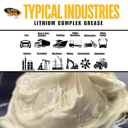 Lithium Complex Grease | Lubricant | Superkote 2000 Multipurpose | NLGI 2 | EP | High Temp | Automotive | Construction | Industry | Gear | Wheel Bearing | Axle | Bike | White | 114 gr Squeeze Tube