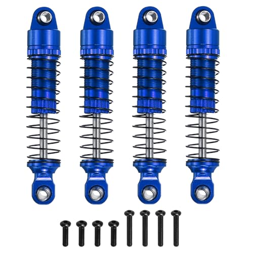 MECCANIXITY 4Pcs RC Shock Absorber 1/18 50mm Aluminum Threaded Front & Rear Shock Absorber Damper Assembled Set for 1/18 RC Car Crawler Racing Truck, Blue - color: Blue