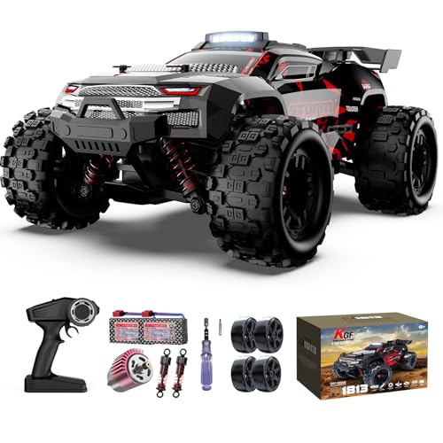 KGF 1:18 Scale All Terrain RC Cars for Adults, 2.4GHz 40KPH High Speed Remote Control Car, 4WD Off Road Monster Truck 4X4 Fast Drift Wheel RC Truck with 2 Rechargeable Batteries - color: Red