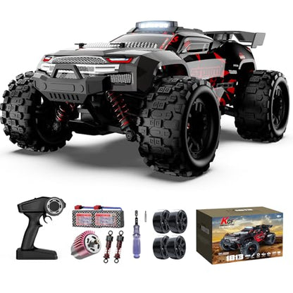KGF 1:18 Scale All Terrain RC Cars for Adults, 2.4GHz 40KPH High Speed Remote Control Car, 4WD Off Road Monster Truck 4X4 Fast Drift Wheel RC Truck with 2 Rechargeable Batteries - color: Red