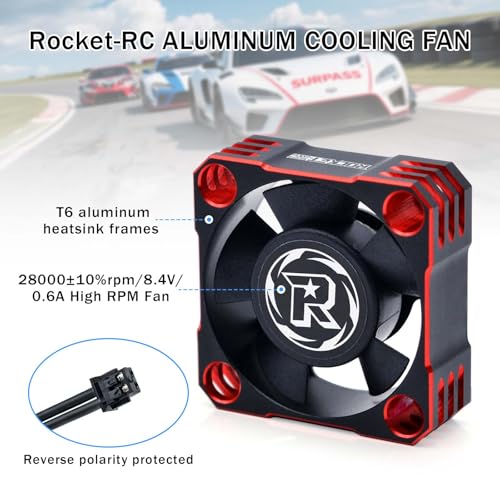 30mm RC Cooling Fan, 28000RPM Cooling Fan for Turbo ESC A3 with XH Connect for RC Car 1/8 1/10 1/12 RC Car ESC (Red&Black) - color: Red&Black