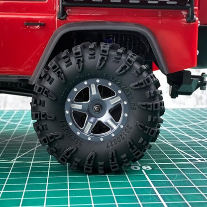4PCS 1.3" Beadlock Wheel Tires Set Aluminum 1.3inch 5-Spoke Beadlock Wheel Hub Wheel Rim 7mm Hex ＆ 70mm/2.76inch Rubber Crawler Tires for 1/18 1/24 RC Crawler Car SCX24 TRX4M (Titanium) - color: Titanium