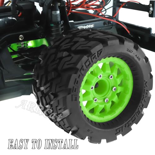 RC Truck Tires Wheel for 1/10 Big Rock Granite Vortek/Stampede Rustler Hoss/L0s1 Rc 4wd,ARRCat RC Wheels Tires 12mm/14mm Hex,Green - color: Green - Tires Wheel