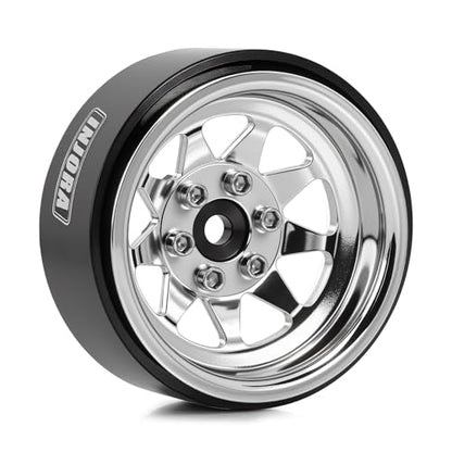 INJORA -4.05mm Offset Stamped Steel 1.3" Wheels for 1/24 1/18 RC (Silver) - color: Silver