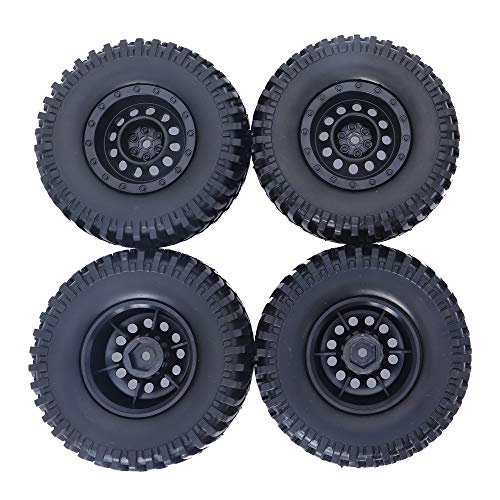 REhobby 4PCS 1/10 Scale OD 100MM 1.9inch Wheel Tires 12mm Hex Plastic Hub for 1:10 Tamiya CC01 D90 D110 SCX10 Rock Crawler Car