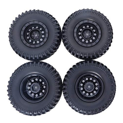 REhobby 4PCS 1/10 Scale OD 100MM 1.9inch Wheel Tires 12mm Hex Plastic Hub for 1:10 Tamiya CC01 D90 D110 SCX10 Rock Crawler Car