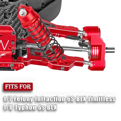 Rc Upgrades Part for 1/8 Typhon 6s BLX,1/7 Felony Infraction 6S BLX Limitless,Front Rear A-Arms,Steering Blocks,Caster Block,Aluminum A-Arms,Caster Block,Steering Blocks,Wheel Hex,Red - color: Red - (Rc Parts)