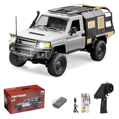 1/12 Scale RC Crawler, MN-82S Remote Control Car, 2.4GHz 4WD Off Road Rock Crawler Vehicle with Lights, DIY Land Cruiser Pickup Truck Toy for Adults - color: Silver Gray, size: 1 Battery