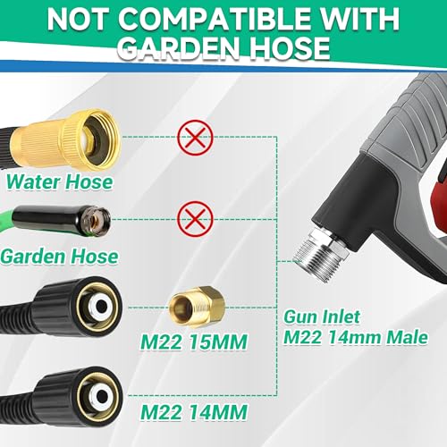 M MINGLE Pressure Washer Gun with Foam Cannon, 64 Fl Oz Car Wash Soap | 5 Power Washer Nozzle Tips, Adjustable Thick Foam, Car Wash Foam Gun for Car Washing, Patio Cleaning, 4000 PSI - color: yellow+green