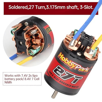 HobbyPark 27T Motor 540 Brushed 3.175mm Shaft Electric Engine w/Heatsink for 1/10 RC Crawlers Rock Racers Cars