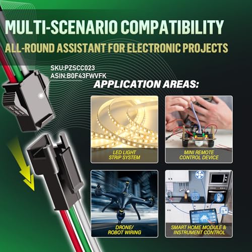 15Pieces JST SM 2.5mm 3 Pin 20AWG Silicone Connector Kit 20cm Set | Premium Automotive Wiring, Heavy Duty Terminals, Reliable Circuit Board, High Temperature Housing, Easy Project Assembly - size: 3-Pin, style: JST-SM-F