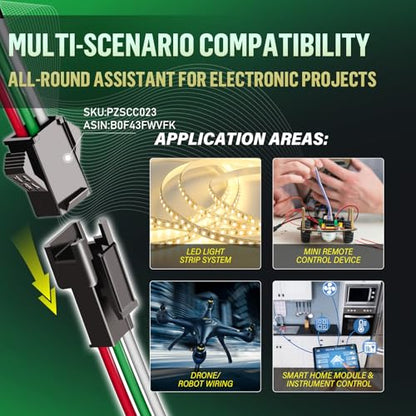 15Pieces JST SM 2.5mm 3 Pin 20AWG Silicone Connector Kit 20cm Set | Premium Automotive Wiring, Heavy Duty Terminals, Reliable Circuit Board, High Temperature Housing, Easy Project Assembly - size: 3-Pin, style: JST-SM-F