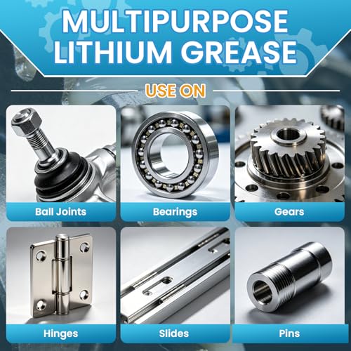 White Lithium Grease – Multi-Purpose Grease for Car Door, Hinges, Bearings, Gears, Sliding Track Auto Grasa De Litio, Rust & Waterproof Lubricant for Marine, Industrial & Household Use 3oz/85g