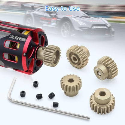 M0.6 Pinion Gear Set 3.175mm 18T 19T 20T 21T 22T Aluminum Alloy Metal Pinion Motor Gear for 1/10 RC Car Motor (5PCS) - size: 18T 19T 20T 21T 22T