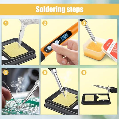 Soldering Iron Kit, 90W 110V Fast Heating LED Digital Soldering Pen, Adjustable Temperature Soldering Iron with Ceramic Heater, 10-in-1 Soldering Kit for Electronics Repair and DIY Projects - color: 10 in 1 Orange