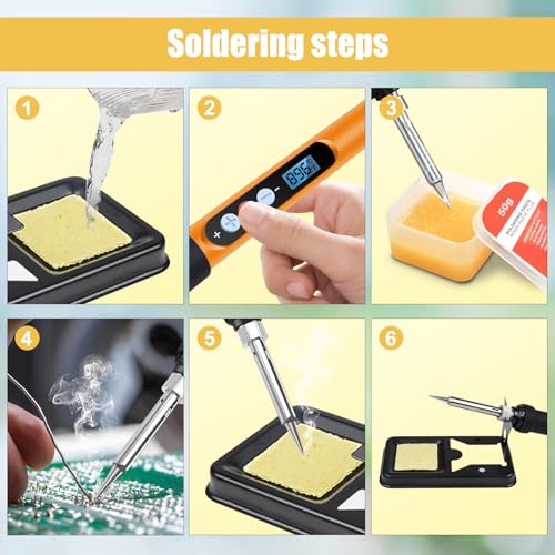 Soldering Iron Kit, 90W 110V Ceramic Heater Fast Heating Welding Pen | Adjustable Temp Soldering Iron with LCD Digital,Auto Sleep,10-in-1 Soldering Gun for PCB, Electronics Repair and DIY Projects - color: 10 in 1 Orange