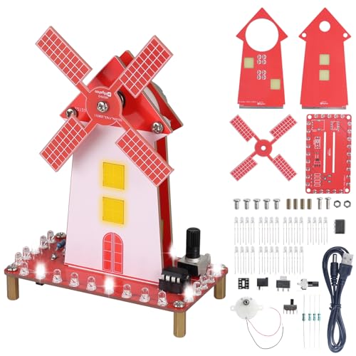 Soldering Practice Kit, DIY Windmill Solder Project for Beginners with LED Flashing Light & Adjustable Rotation Speed for Students Soldering Training, School STEM Education Learning Kit