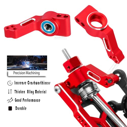 RC Upgrades Part for 1/10 Slash 2WD,Slash 2WD VXL,Alloy Aluminum Front Rear Suspension Arms,Front Steering Block,Rear Stub Axle Carriers,Left Right Caster Blocks,Red - size: Red(caster block set&arms)
