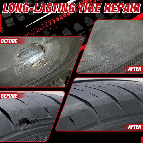 Vulcanizing Cement 8.5Oz, All Purpose Tire Repair Glue, Fast-Dry Rubber Cement Glue with Brush, Heavy Duty Tire Patch Kit for Car, Motorcycle, Bike Tires