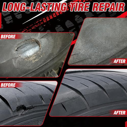 Vulcanizing Cement 8.5Oz, All Purpose Tire Repair Glue, Fast-Dry Rubber Cement Glue with Brush, Heavy Duty Tire Patch Kit for Car, Motorcycle, Bike Tires