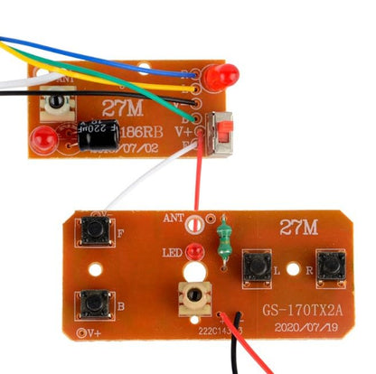Jowxsx 2Pcs 27mhz Four-Way Remote Control Board Two-Way RC Transmitter and Receiver Toy Car Robot Model Accessories for DIY Toys Projects