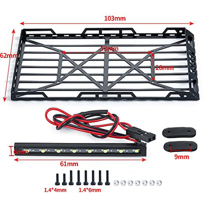 1/24th RC Roof Rack Luggage Carrier with 8LED Light Bar for Axial SCX24 AXI00002 JLU CRC 1:24 RC Crawler Car