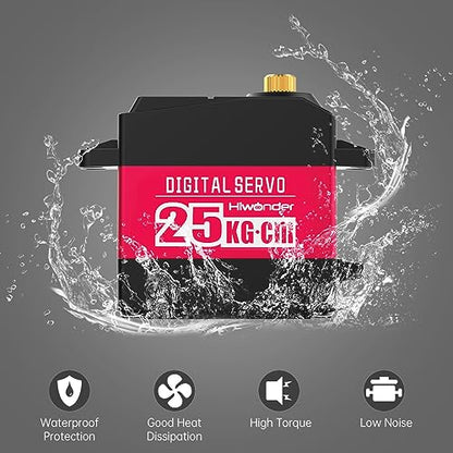 25KG High Torque Digital Servo Motor Full Metal Gear, Metal Case Servo Waterproof for RC Mode DIY,Control Angle 270° - size: 25KG/270°
