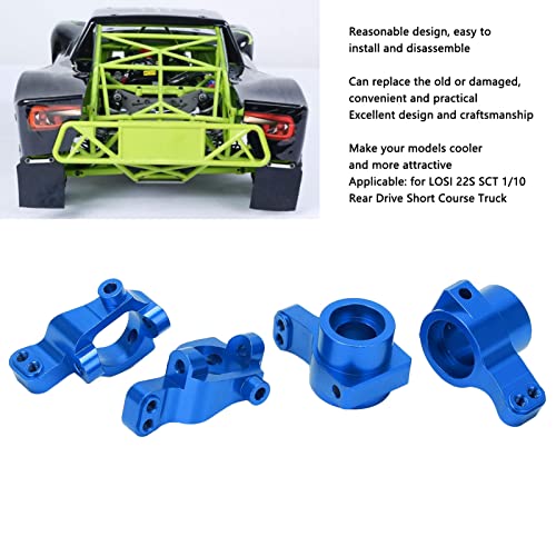 RC Block C Hub Carrier, Aluminum Alloy Steering Cup Upgrade Part Set for LOSI 22S 1/10 Rear Drive Short Course Truck (Blue - color: Blue