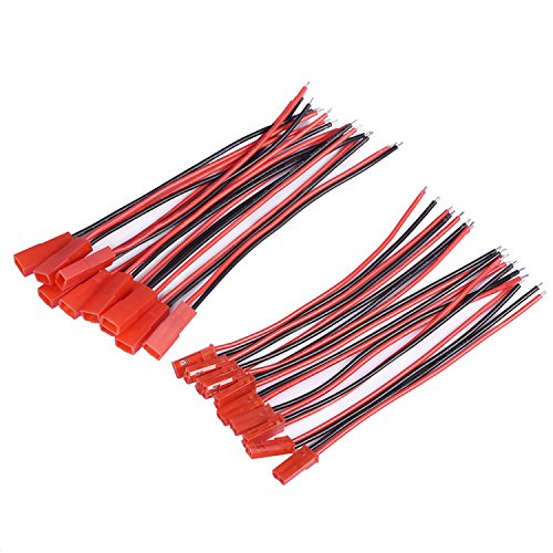 EBOOT 20 AWG JST Connector 2 Pin Male Female Connector Cable Wire, 10 Pairs | LED Strip RC Battery Wiring, 2-Pin Plug, 20AWG Wire, 10 Pairs Male Female JST Connectors