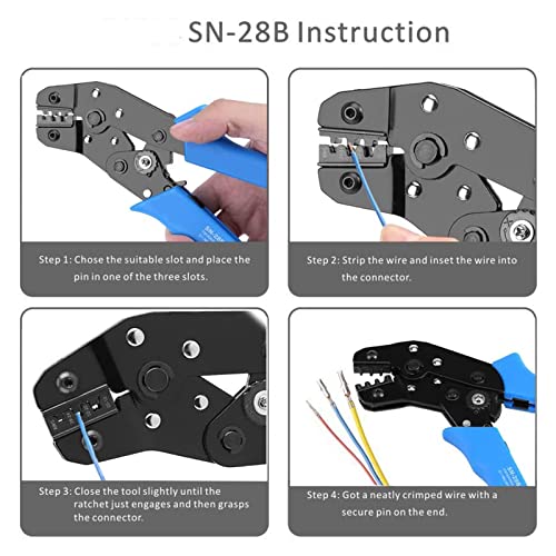 60 Sets JST Servo Connector Kits Plug Male Female Crimp Pin Cable with SN-28B Dupont Crimping Tool 0.1-1.0mm ²(AWG28-18) Compatible JST SYP servo wire cable for RC Car Hitec Spektrum Model Airplanes