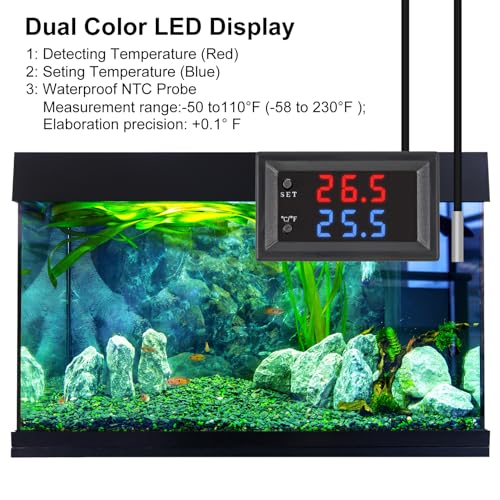 4pcs DC 12V Electronic Temperature Controller Programmable -50 to 110 ℃ Heating/Cooling Thermostat Control Switch Module NTC Waterproof Sensor Probe Dual Color LED Display Monitor