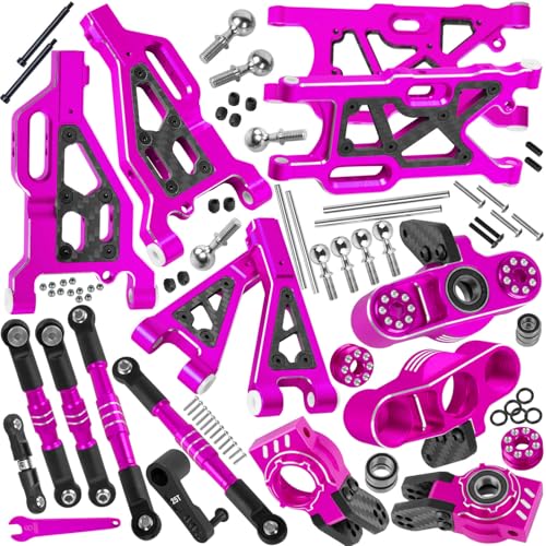 RC Upgrades Part for 1/8 Typhon 6s BLX,1/7 Felony Infraction 6S BLX Limitless,Front Rear Suspension A-Arms,Steering Blocks,Caster Block,Turnbuckles Camber Links w/25T Servo,Pink - color: Pink - (Rc Upgrades)