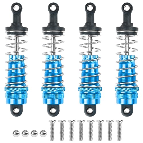 ShareGoo Aluminum Front Rear Swing Arm & Steering Knuckle Kit & Shock Absorbers Compatible with WLtoys 144010 144001 144002 1/14 RC Car (Blue) - color: Blue