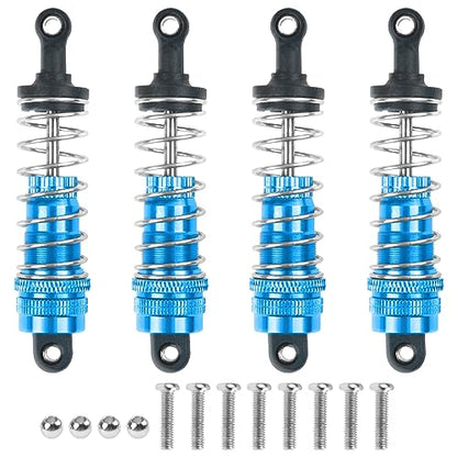 ShareGoo Aluminum Front Rear Swing Arm & Steering Knuckle Kit & Shock Absorbers Compatible with WLtoys 144010 144001 144002 1/14 RC Car (Blue) - color: Blue
