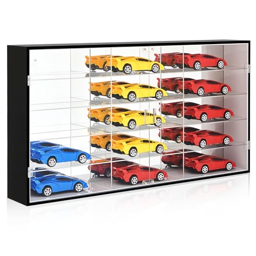 Juexica 1: 24 Clear Acrylic Toy Car Display Case 15 Grids Toy Race Car Display Show Box Diecast Case Wall Mounted Vehicles Shelf for Storage, Mini Model Figure Lover Gifts - size: 15 Grids