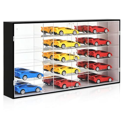 Juexica 1: 24 Clear Acrylic Toy Car Display Case 15 Grids Toy Race Car Display Show Box Diecast Case Wall Mounted Vehicles Shelf for Storage, Mini Model Figure Lover Gifts - size: 15 Grids