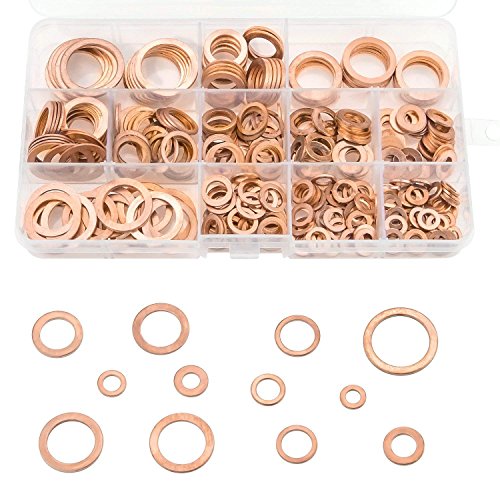 300 Pieces 12 Sizes Copper Metric Sealing Washers Assortment Set