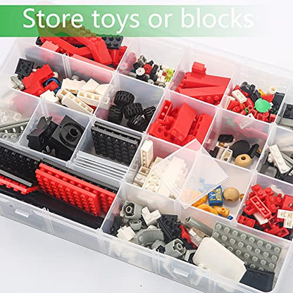 Gbivbe Large 24 Grids Plastic Organizer Box Adjustable Dividers,Clear Storage Box for Jewelry, Art DIY Crafts, Washi Tapes, Beads and Small Parts(3 Pack) - color: Clear-3
