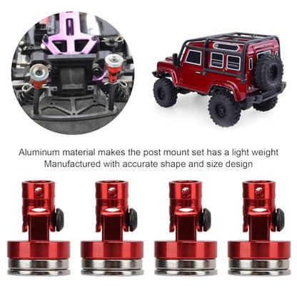 HERCHR 4Pcs RC Magnetic Body Post, Alloy Magnetic Body Post Mount, RC Car Magnetic Shell Post Body for 1/8 1/10 Remote Control Vehicle Invisible Body Shell Mount for SCX10 RC Car 4 Pack(Red) - color: Red