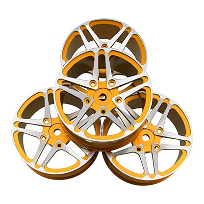 ShareGoo Metal Wheel Rims RC 12mm Hex Hubs 1/10 RC Drift On-Road Racing Touring Wheel Rim Compatible with HSP Tamiya Kyosho RedCat Sakura WLtoys Universal 1/10 RC Scales,5-Spoke (Golden) - color: Golden