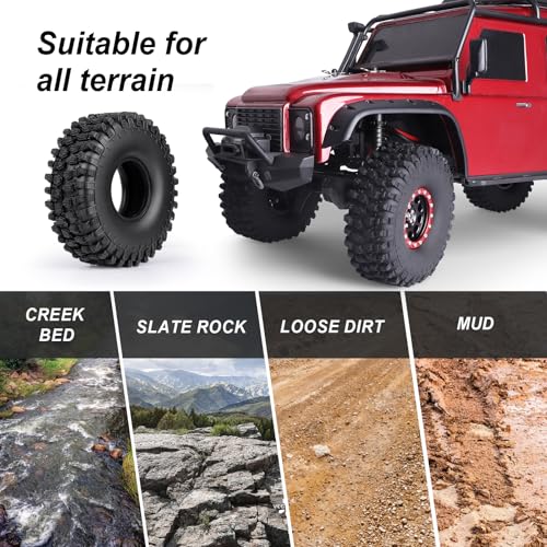 Hobbypark RC 1.9 Crawler Tires 4.7 Inch 120mm Outer Diameter for Axial SCX10 II III Traxxas TRX4 Redcat Gen 8 Gen7 RC4WD RC Rock Climbing Tyres Foam Inserts, 4pcs