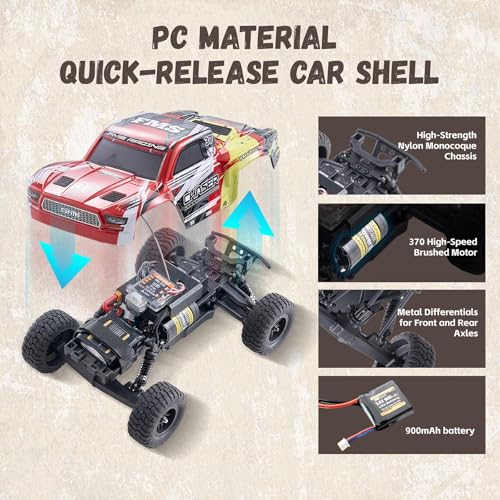 BEEZRC 1/24 FSC24 Chaser RC Short Course Truck, High Speed up to 26km/h,4WD Hobby Grade Remote Control Truck with 2-Speed Transmission RTR for Adults & Beginners Gifts (Red) - color: Red