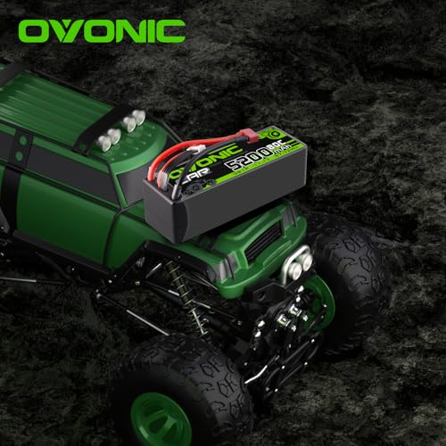 OVONIC Lipo Battery 11.1V 80C 5200mAh 3S Battery with T-Style Connector Hardcase Battery for RC Car Boat Truck Helicopter Airplane Racing Models(2 Packs)